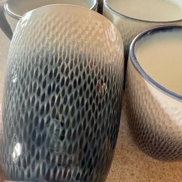 Pfaltzgraff Blue and Cream Textured Mugs - Picture 3 of 7